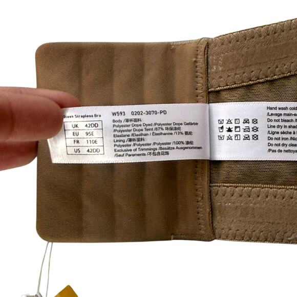 NWT Delimira Tan Strapless Underwire Bra 42DD W593 Convertible Coffee Heather - Picture 8 of 11